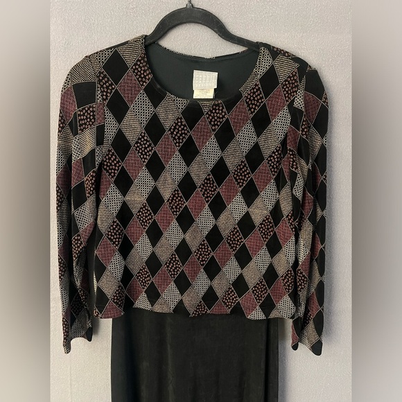 Vintage “Rabbit Rabbit” Harlequin Maxi Dress | 90s - Picture 2 of 6